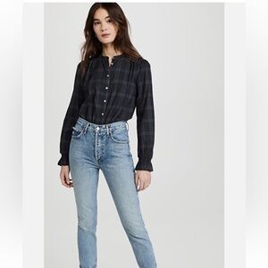 Faherty Harper Top in‎ Aspen Black Plaid-Medium